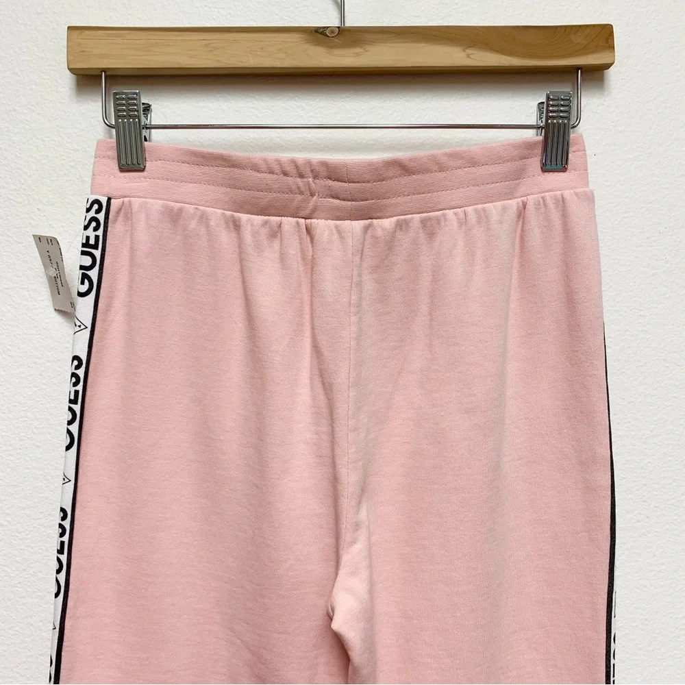 Guess Jogger‎ Sweatpants Girls Size Large 14 Pink Side Stripe Logo NEW